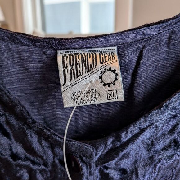 NWT Vintage 90s French Gear Blue Maxi Dress Mixed Media Boho Whimsygoth Size XL - Picture 8 of 12